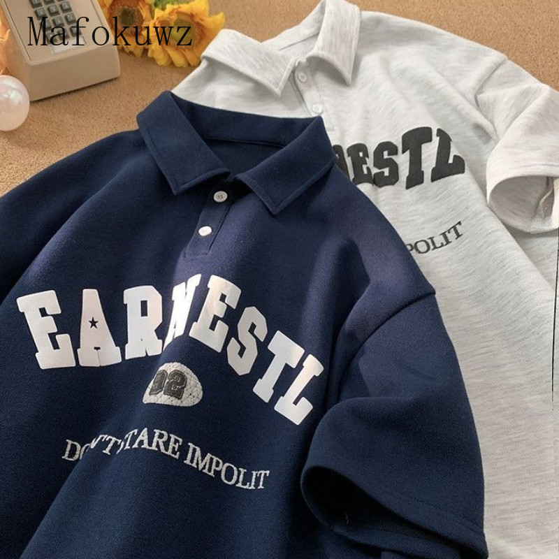 Vasaras atloks ar apdruku ar ceturtdaļpiedurknēm polo krekls vīriešiem brīvs ikdienas High Street personalizēts T-krekli ar puspiedurknēm vīriešu apģērbi