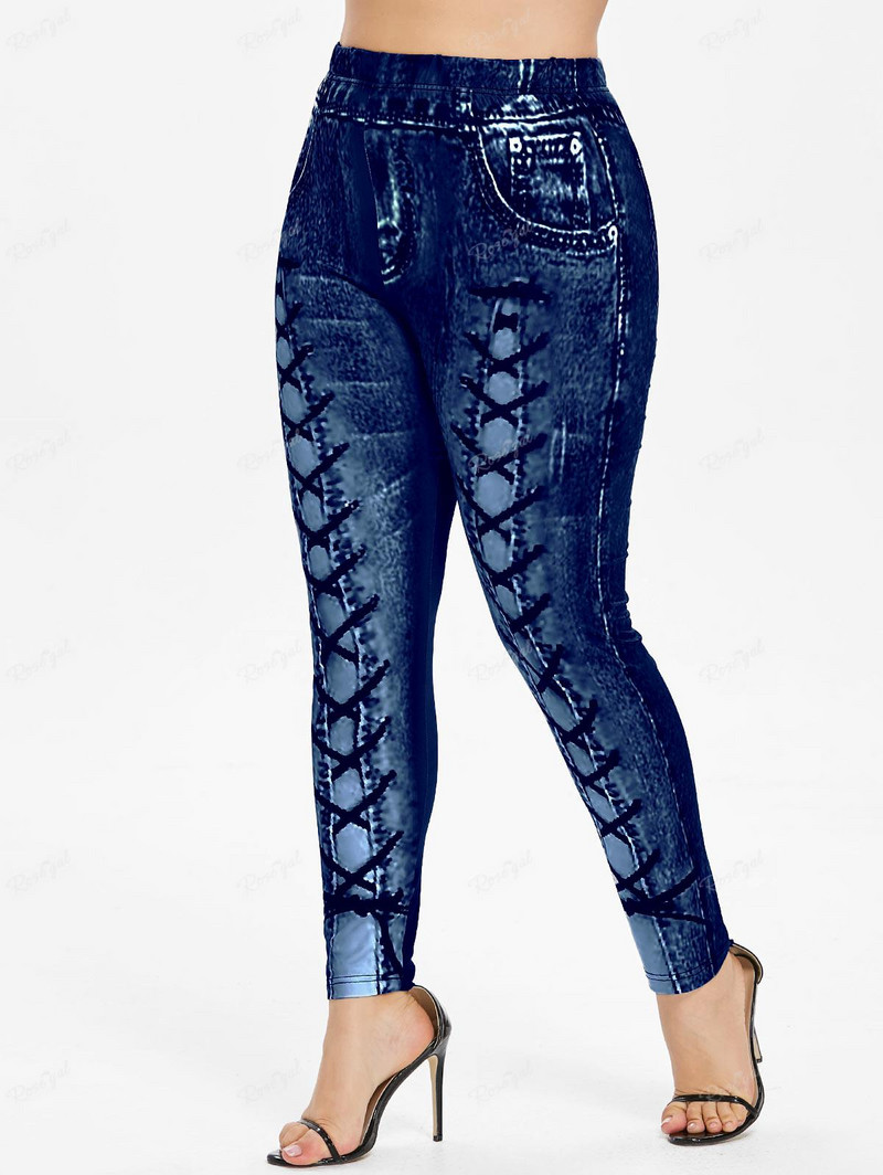 ROSEGAL Nagy méretű, magas derekú 3D nyomtatott leggings vékony nadrág Női alsó S-5XL Női utcai viselet alkalmi ceruzanadrág