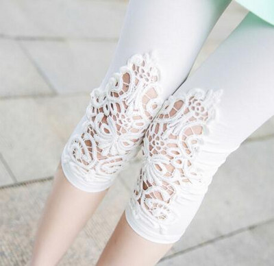 Jambiere din bumbac modal XS-7XL Dimensiune mare Legins Dantela Decorat cu gol Leggings dama XXXL 6XL 5XL Alb Negru Violet Roz