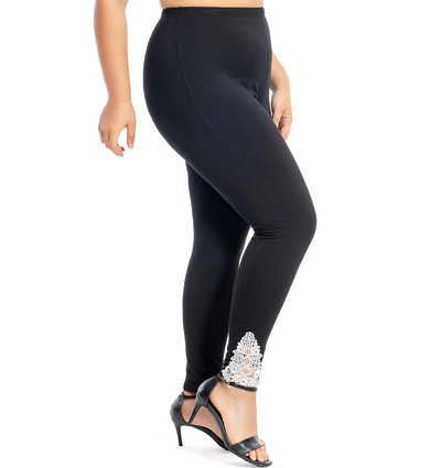 Jambiere din bumbac modal XS-7XL Dimensiune mare Legins Dantela Decorat cu gol Leggings dama XXXL 6XL 5XL Alb Negru Violet Roz