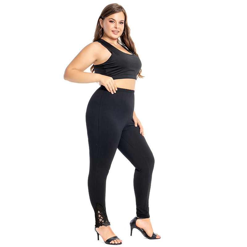 Jambiere din bumbac modal XS-7XL Dimensiune mare Legins Dantela Decorat cu gol Leggings dama XXXL 6XL 5XL Alb Negru Violet Roz