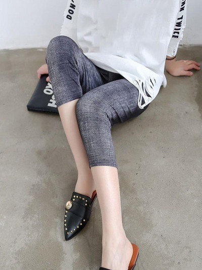 YSDNCHI Γυναικεία Jegging Πολυεστέρας μασίφ Μαύρο Κάπρι Ψηλόμεσο Fitness Κάπρι Ελαστικό κοντό κοντό παντελόνι στη μέση της γάμπας