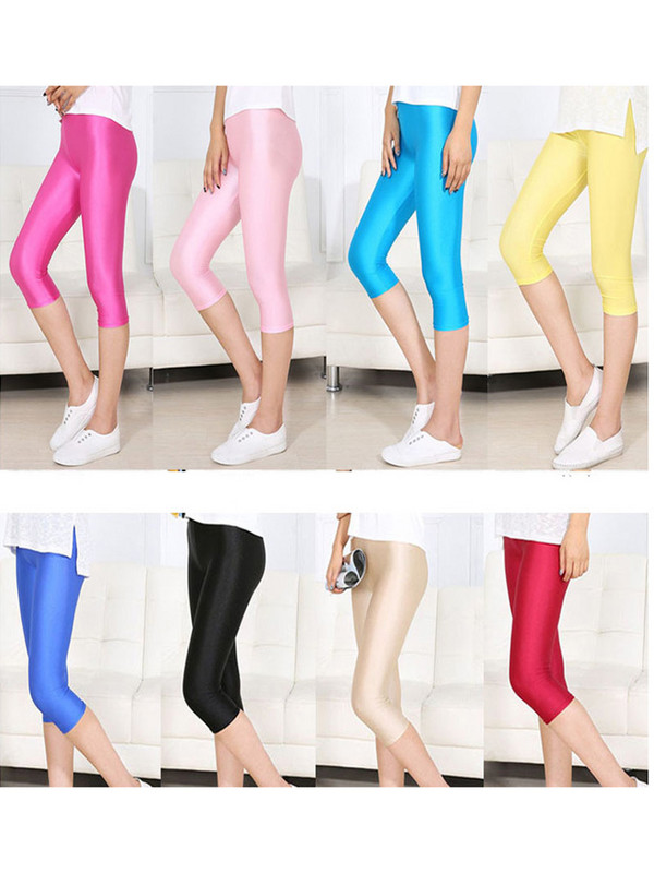 CHSDCSI Neon Leggings Női Szexi Push Up Shine Egyszínű Sovány, Magasan Nyújtott Capris Női Leggins