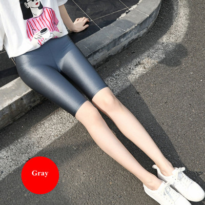 Stretchy ασημί μεταλλικό κολάν σορτς Shiny Silver Wave Active Massage Κολάν ενηλίκων Biker Stretch Jogger Cycling ouc038