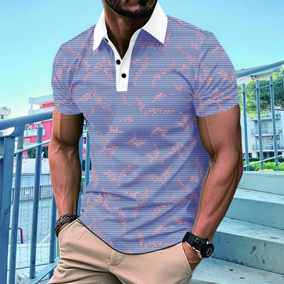 Jauns Vīriešu Ikdienišķs ar īsām piedurknēm Polo krekls ar apdruku, koka apdruka ar atloku īsām piedurknēm polo krekls, S-3XL