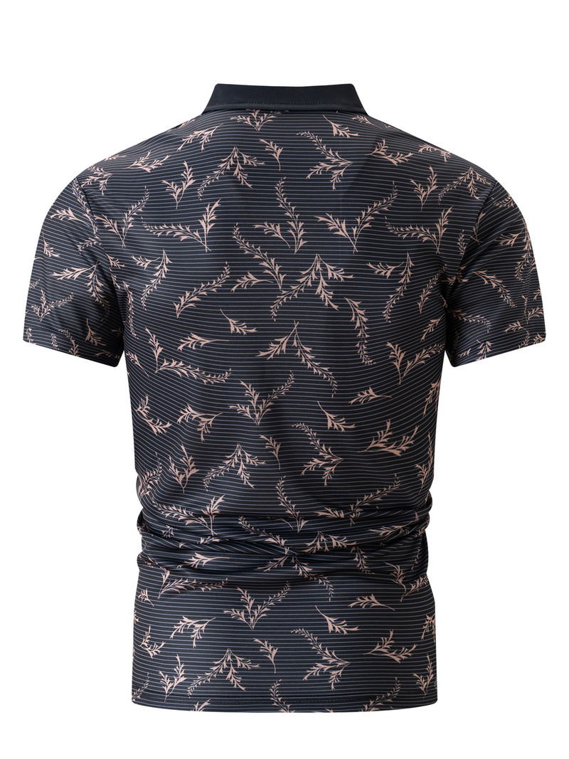 Jauns Vīriešu Ikdienišķs ar īsām piedurknēm Polo krekls ar apdruku, koka apdruka ar atloku īsām piedurknēm polo krekls, S-3XL