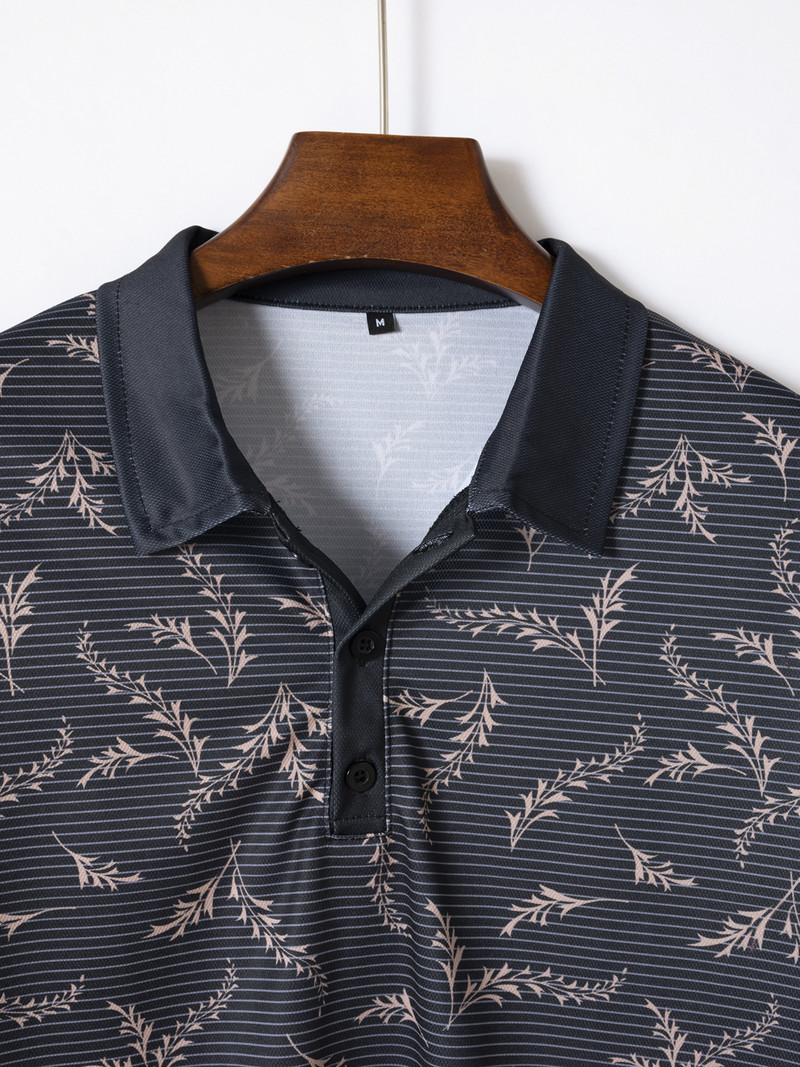 Jauns Vīriešu Ikdienišķs ar īsām piedurknēm Polo krekls ar apdruku, koka apdruka ar atloku īsām piedurknēm polo krekls, S-3XL