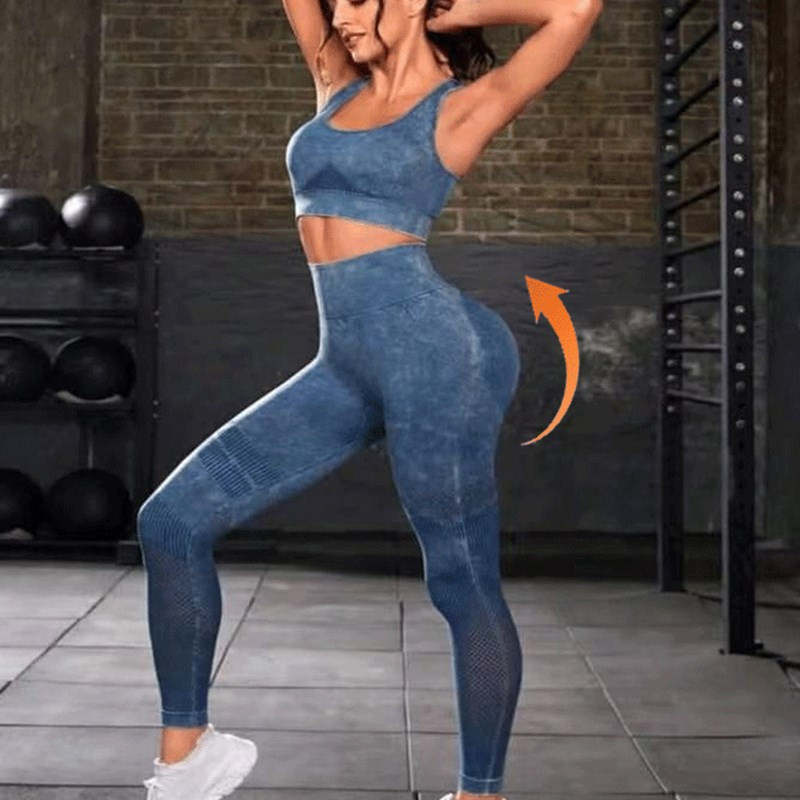 Sieviešu bezšuvju legingi Mazgāšanas Jogas bikses Bubble Butt Push Up Fitness Legingi ar augstu vidukli Scrunch Tight Mujer Gym legingi