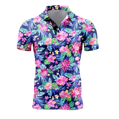 Muške retro polo majice kratkih rukava 3D majice s punim printom cvijeća za muškarce Ljetne ležerne prevelike majice Blusa Masculina