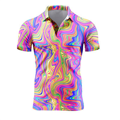 Muške retro polo majice kratkih rukava 3D majice s punim printom cvijeća za muškarce Ljetne ležerne prevelike majice Blusa Masculina