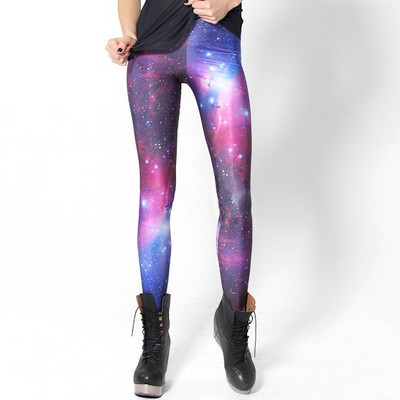 Leggings Galaxy la modă pentru femei, pantaloni cu imprimeu spațial Colanți negri cu lapte negru LIVRARE GRATUITĂ GL-01