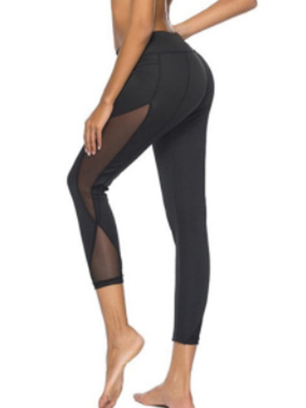 Fitness Leggins Black Gym Capri Sievietēm Patchwork Tīkla sporta legingi Seksīgi Džeggingi Legins Sieviešu elastīgās bikses