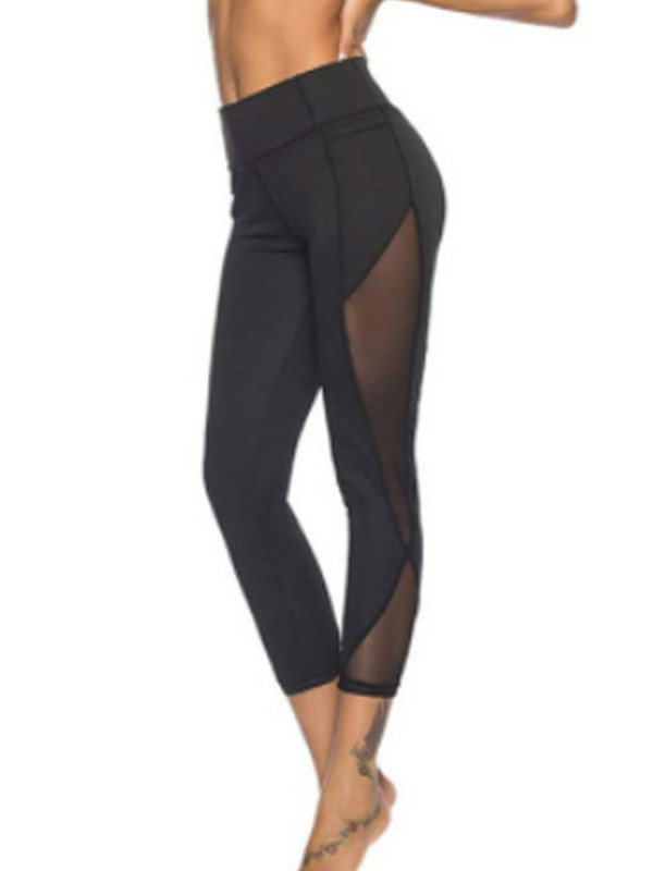 Fitness Leggins Black Gym Capri Sievietēm Patchwork Tīkla sporta legingi Seksīgi Džeggingi Legins Sieviešu elastīgās bikses
