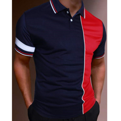 Vienkāršs vīriešu polo krekls ar svītru apdruku, brīvs lielizmēra krekls Street Designer Tops Tees Vīriešu apģērbi Ikdienas ikdienas īsās piedurknes