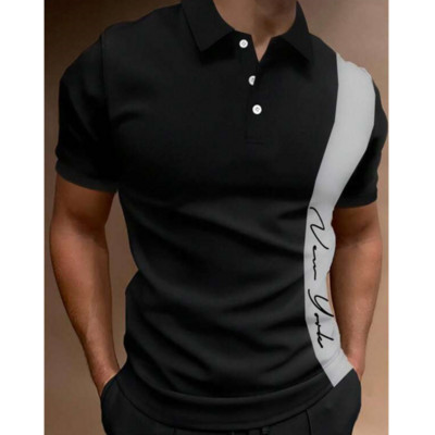 Vienkāršs vīriešu polo krekls ar svītru apdruku, brīvs lielizmēra krekls Street Designer Tops Tees Vīriešu apģērbi Ikdienas ikdienas īsās piedurknes