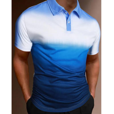 Vienkāršs vīriešu polo krekls ar svītru apdruku, brīvs lielizmēra krekls Street Designer Tops Tees Vīriešu apģērbi Ikdienas ikdienas īsās piedurknes