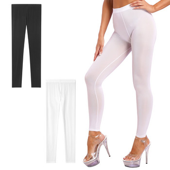 Дамски високо разтегливи ултрамеки клинове Ice Silk Shiny Yoga Pants Еластични секси тънки панталони Прозрачни дишащи удобни клинове