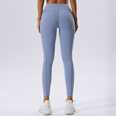 Sievietes ar augstu vidukli elpojošs sporta legingi fitnesa legingi skriešanas riteņbraukšanas bikses vasaras treniņš sporta zāle Apģērbs Jogas legingi