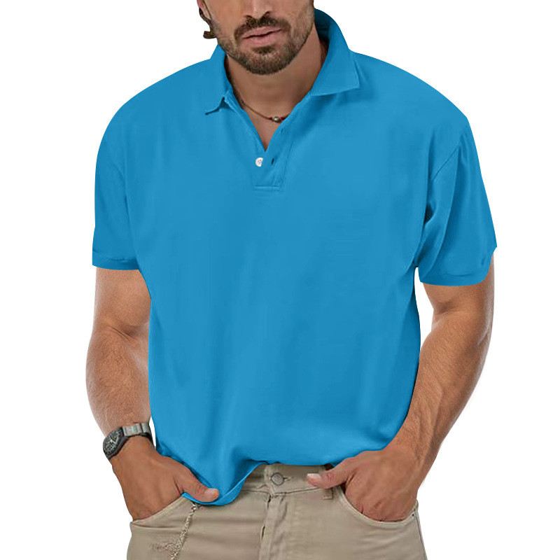 S-3XL vīriešu apģērbs Luksusa trikotāžas polo krekls ikdienišķs svītrains pogām uz leju vienkrāsains T-krekls ar īsām piedurknēm vīriešiem, elpojošs