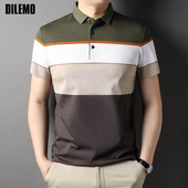 Augstākās kvalitātes dzijas krāsotas process, 100% kokvilna Modes ikdienišķs svītrots polo krekls vīriešiem Vasaras luksusa topi ar īsām piedurknēm vīriešu apģērbi