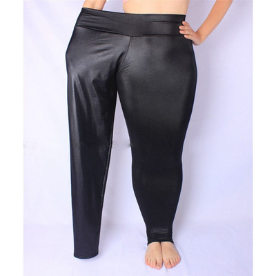 PLus veličina 6XL 7XL Ženske tajice, crne tajice visokog struka od umjetne kože za fitness Elastične rastezljive uske hlače pencil hlače