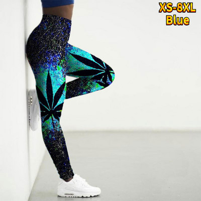 Ženske osnovne joga hlače s otisnutim javorovim lišćem Elastične joga tajice Odjeća za fitness za trčanje u teretani Brzosušeće uske hlače XS-8XL