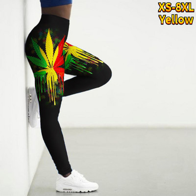 Ženske osnovne joga hlače s otisnutim javorovim lišćem Elastične joga tajice Odjeća za fitness za trčanje u teretani Brzosušeće uske hlače XS-8XL