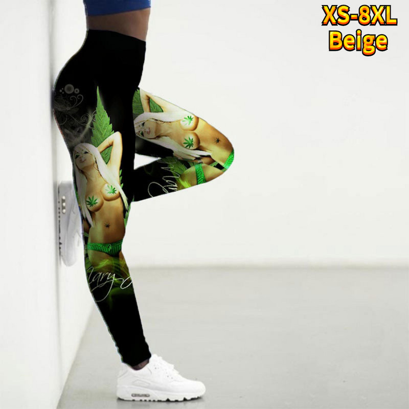 Ženske osnovne joga hlače s otisnutim javorovim lišćem Elastične joga tajice Odjeća za fitness za trčanje u teretani Brzosušeće uske hlače XS-8XL