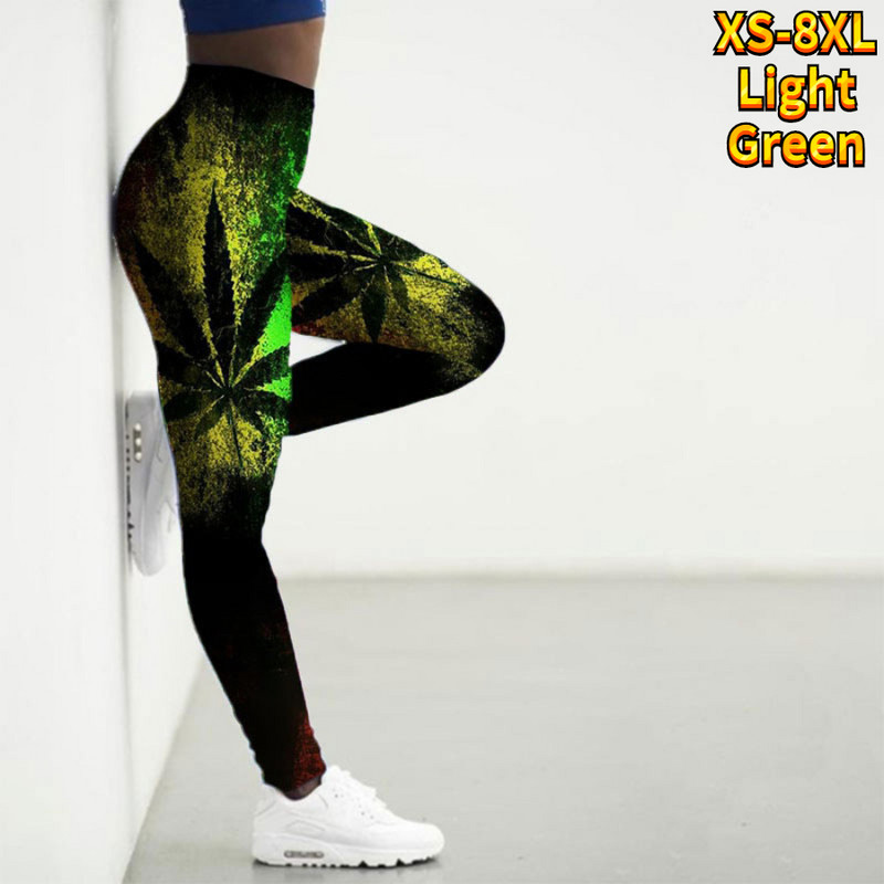 Ženske osnovne joga hlače s otisnutim javorovim lišćem Elastične joga tajice Odjeća za fitness za trčanje u teretani Brzosušeće uske hlače XS-8XL
