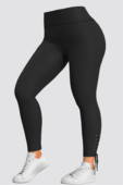 Plus Size Leisure Leggings Παντελόνι με Δαντέλα Κλείσιμο στη Μέση Γυναικείο λεπτό στενό ελαστικό ψηλόμεσο μαύρο παντελόνι μολύβι