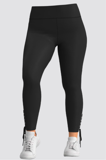 Plus Size Leisure Leggings Παντελόνι με Δαντέλα Κλείσιμο στη Μέση Γυναικείο λεπτό στενό ελαστικό ψηλόμεσο μαύρο παντελόνι μολύβι