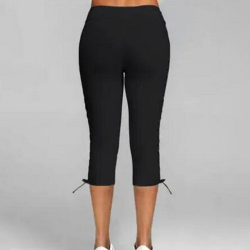 Ženske sportske hlače, jednobojne, prozračne, sa strane, na vezivanje, izdubljeni donji dio, uske hlače s visokim strukom, tajice s elastičnim zavojem