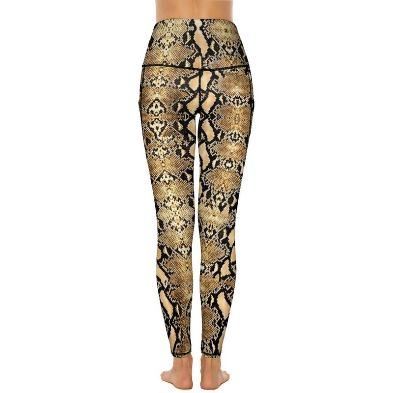 Zlatne pitonske tajice od zmijske kože Seksi životinjske joga hlače visokog struka Prozračne brzosušeće tajice Ženske dizajnerske sportske tajice za vježbanje