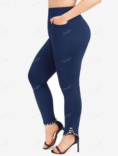 ROSEGAL Pune tajice s džepovima veće veličine za žene Ležerna dnevna sportska odjeća Uske hlače s elastičnim strukom Pencil hlače