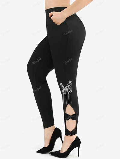 ROSEGAL Pune tajice s džepovima veće veličine za žene Ležerna dnevna sportska odjeća Uske hlače s elastičnim strukom Pencil hlače