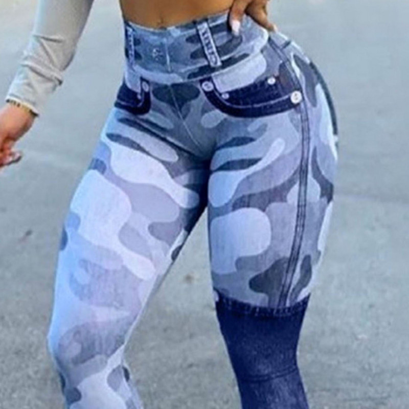 2022. gada elastīgās sieviešu bikses maskēšanās bezšuvju stulpiņi ar augstu vidukli Camo izdilis jogas bikses treniņu bikses pantalones roupas feminina