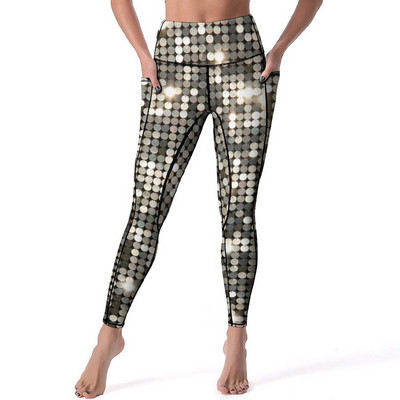 Jambiere de calitate metalică de epocă, cu model mandala auriu, pantaloni de yoga push-up, jambiere elastice dulci, jambiere sport pentru antrenament pentru femei