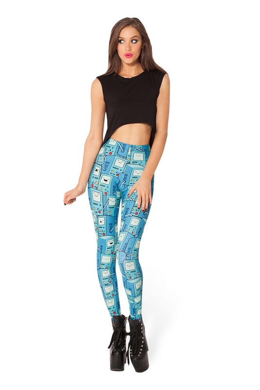  Μόδα Νέα Γυναικεία Galaxy Blue Cartoon Χαριτωμένο τηλέφωνο εκτύπωση Γυναικεία ρούχα Γυμναστήριο Γυναικεία κολάν Παντελόνι GL161