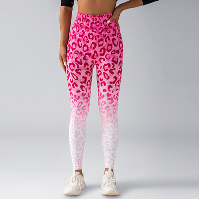 Ψηφιακό εμπριμέ παντελόνι γυμναστικής με λεοπάρ παντελόνι γιόγκα χωρίς ραφές ψηλόμεσο ντεγκραντέ αθλητικό παντελόνι γιόγκα για γυναίκες γυμναστικής