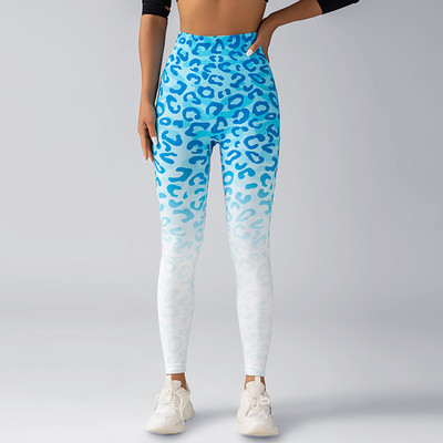 Ψηφιακό εμπριμέ παντελόνι γυμναστικής με λεοπάρ παντελόνι γιόγκα χωρίς ραφές ψηλόμεσο ντεγκραντέ αθλητικό παντελόνι γιόγκα για γυναίκες γυμναστικής
