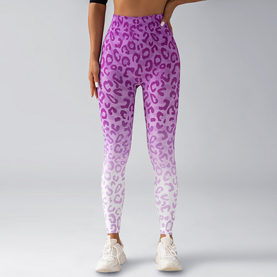 Ψηφιακό εμπριμέ παντελόνι γυμναστικής με λεοπάρ παντελόνι γιόγκα χωρίς ραφές ψηλόμεσο ντεγκραντέ αθλητικό παντελόνι γιόγκα για γυναίκες γυμναστικής