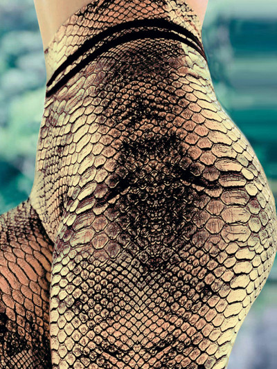 Pantaloni cu creion pentru exerciții cu push-up Îmbrăcăminte sportivă Colanți elastici pentru fitness, pentru femei, cu imprimeu de șarpe, colanți de gimnastică