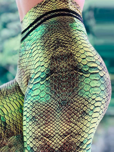 Pantaloni cu creion pentru exerciții cu push-up Îmbrăcăminte sportivă Colanți elastici pentru fitness, pentru femei, cu imprimeu de șarpe, colanți de gimnastică