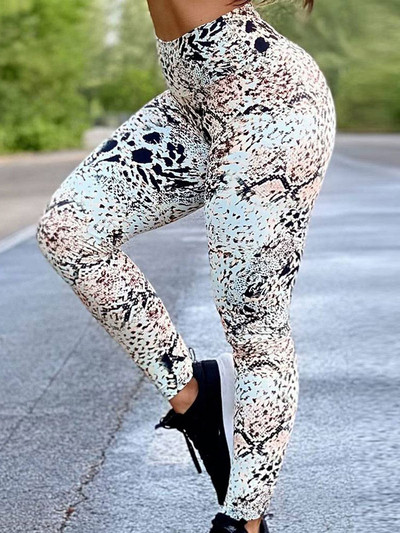 Pantaloni cu creion pentru exerciții cu push-up Îmbrăcăminte sportivă Colanți elastici pentru fitness, pentru femei, cu imprimeu de șarpe, colanți de gimnastică