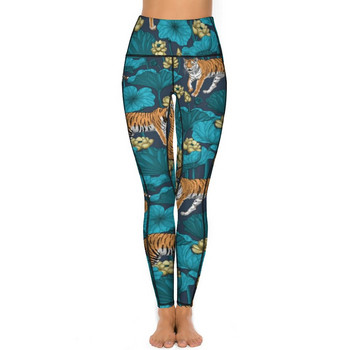 Κολάν Wild Tiger Quality Yellow Lotus Pond Running Yoga Παντελόνι Γυναικεία Push Up Cute Leggins ελαστικό αθλητικό καλσόν