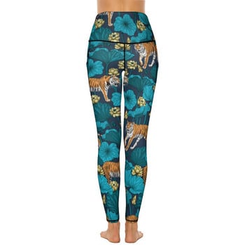 Κολάν Wild Tiger Quality Yellow Lotus Pond Running Yoga Παντελόνι Γυναικεία Push Up Cute Leggins ελαστικό αθλητικό καλσόν