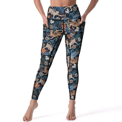 Κολάν Wild Tiger Quality Yellow Lotus Pond Running Yoga Παντελόνι Γυναικεία Push Up Cute Leggins ελαστικό αθλητικό καλσόν
