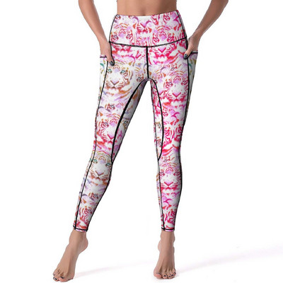 Κολάν Wild Tiger Quality Yellow Lotus Pond Running Yoga Παντελόνι Γυναικεία Push Up Cute Leggins ελαστικό αθλητικό καλσόν
