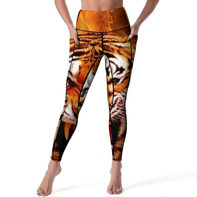 Κολάν Wild Tiger Quality Yellow Lotus Pond Running Yoga Παντελόνι Γυναικεία Push Up Cute Leggins ελαστικό αθλητικό καλσόν
