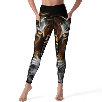 Κολάν Wild Tiger Quality Yellow Lotus Pond Running Yoga Παντελόνι Γυναικεία Push Up Cute Leggins ελαστικό αθλητικό καλσόν